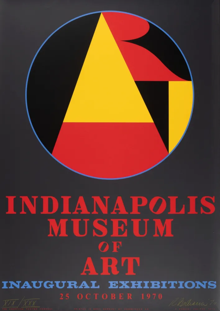 Zeefdruk Indiana - Indianapolis Museum of Art, Inaugural Exhibitions, 1970 - Hand-signed
