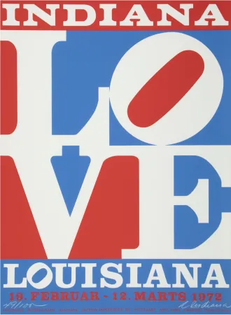Zeefdruk Indiana - Louisiane, LOVE, 1972 - Hand-signed