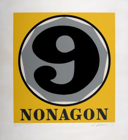 Zeefdruk Indiana - Nonagon, 1975 - Hand-signed
