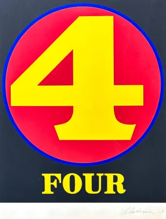 Zeefdruk Indiana - Robert Indiana (1928–2018) - Four, from numbers - Screenprint in colors on Schoellers Parole paper - 1968