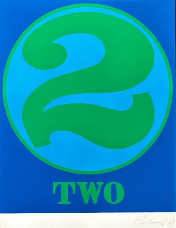 Zeefdruk Indiana - Robert Indiana (1928–2018) - Two, from numbers - Screenprint in colors on Schoellers Parole paper - 1968