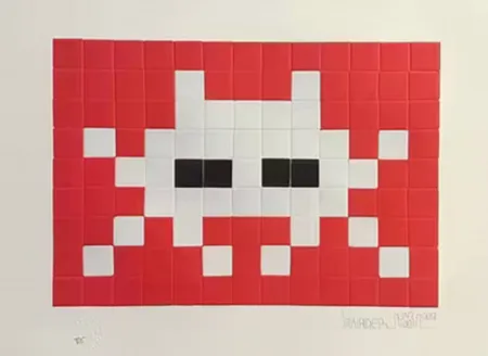 Zeefdruk Invader - Invasion White (with Red and Black)