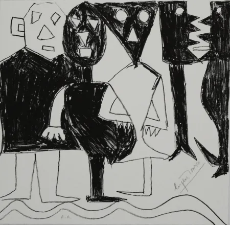 Lithografie Ionesco - A bord de la nef