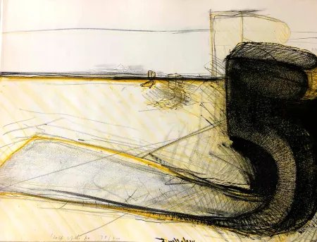 Lithografie Iseli - Liegende Funf