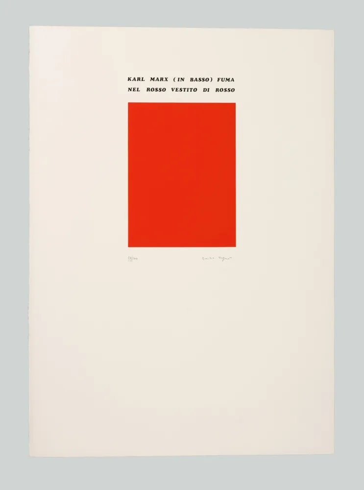 Zeefdruk Isgro - Karl Marx (in basso) fuma nel rosso vestito di rosso