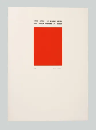 Zeefdruk Isgro - Karl Marx (in basso) fuma nel rosso vestito di rosso