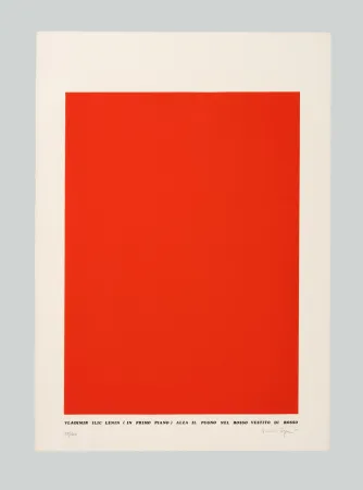 Zeefdruk Isgro - Vladimir Ilic Lenin (in primo piano) alza il pugno nel rosso vestito di rosso