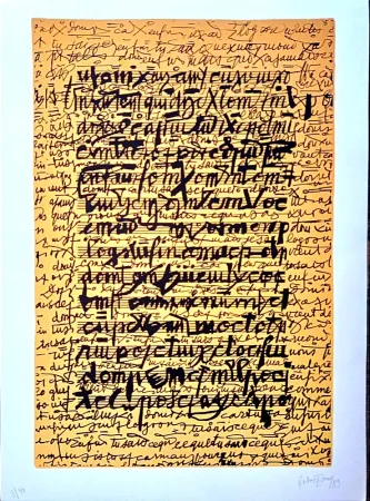 Lithografie Isou -  Lettrist composition, Handsigned amd Dated  Lithograph,  1989