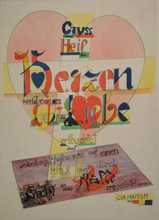 Lithografie Itten - Spruch von O.Z.Hamish