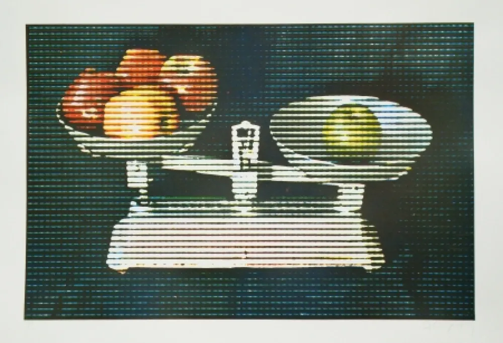 Ets En Aquatint Jacquet - Balance et fruits