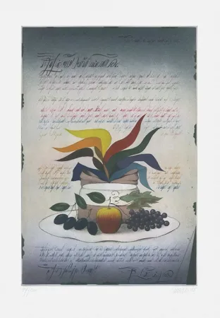 Ets En Aquatint Janak - Komposition mit Früchten
