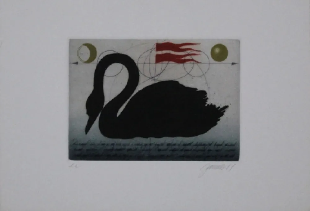 Ets En Aquatint Janak - Schwarzer Schwan / Black Swan