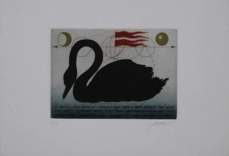 Ets En Aquatint Janak - Schwarzer Schwan / Black Swan