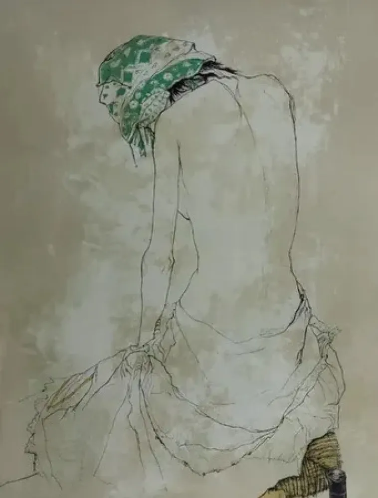Lithografie Jansem - Foulard vert (1993)