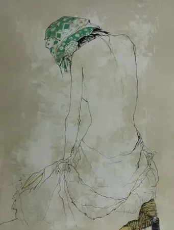 Lithografie Jansem - Foulard vert (1993)