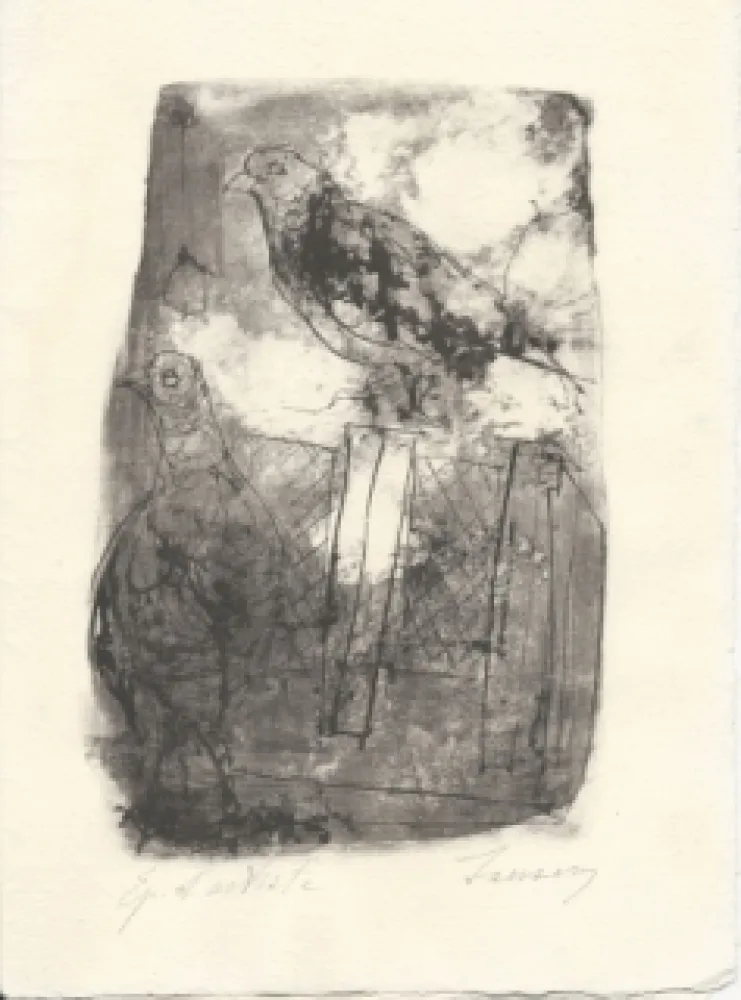 Lithografie Jansem - Pigeons