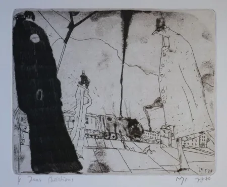 Gravure Janssen - Bahnsteig