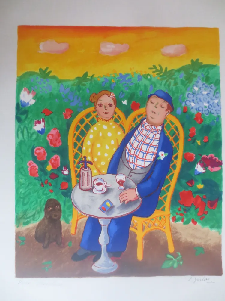 Lithografie Jirlow - Couple assis