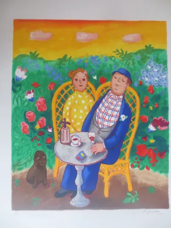 Lithografie Jirlow - Couple assis