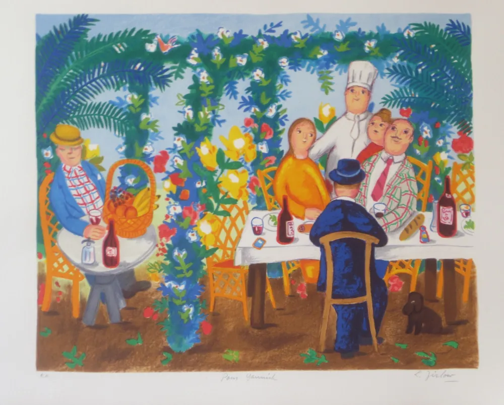 Lithografie Jirlow - Terrasse