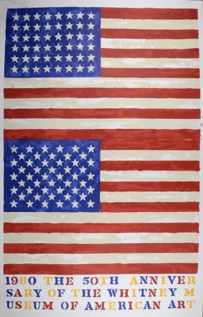 Lithografie Johns - Double Flags, The 50th Anniversary of the Whitney Museum of American Art, 1979-1980