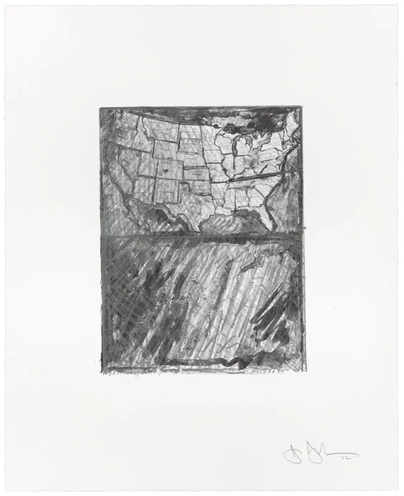 Lithografie Johns - Map