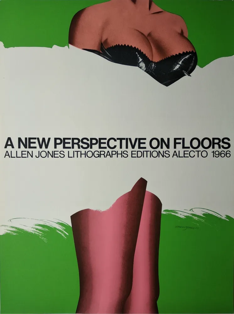 Zeefdruk Jones -   „A new Perspective on Floors. Allen Jones Lithographs editions alecto 1966“.