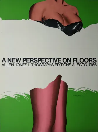 Zeefdruk Jones -   „A new Perspective on Floors. Allen Jones Lithographs editions alecto 1966“.