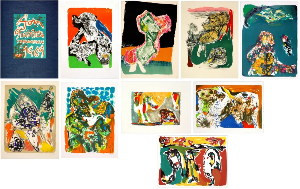 Lithografie Jorn - 9 intimités graphoglyptiques