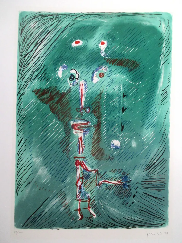 Lithografie Jorn - Dieu chantant de la bouteille