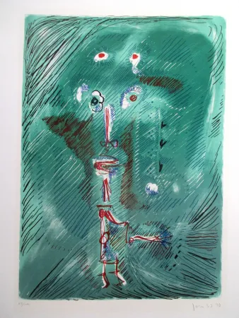 Lithografie Jorn - Dieu chantant de la bouteille