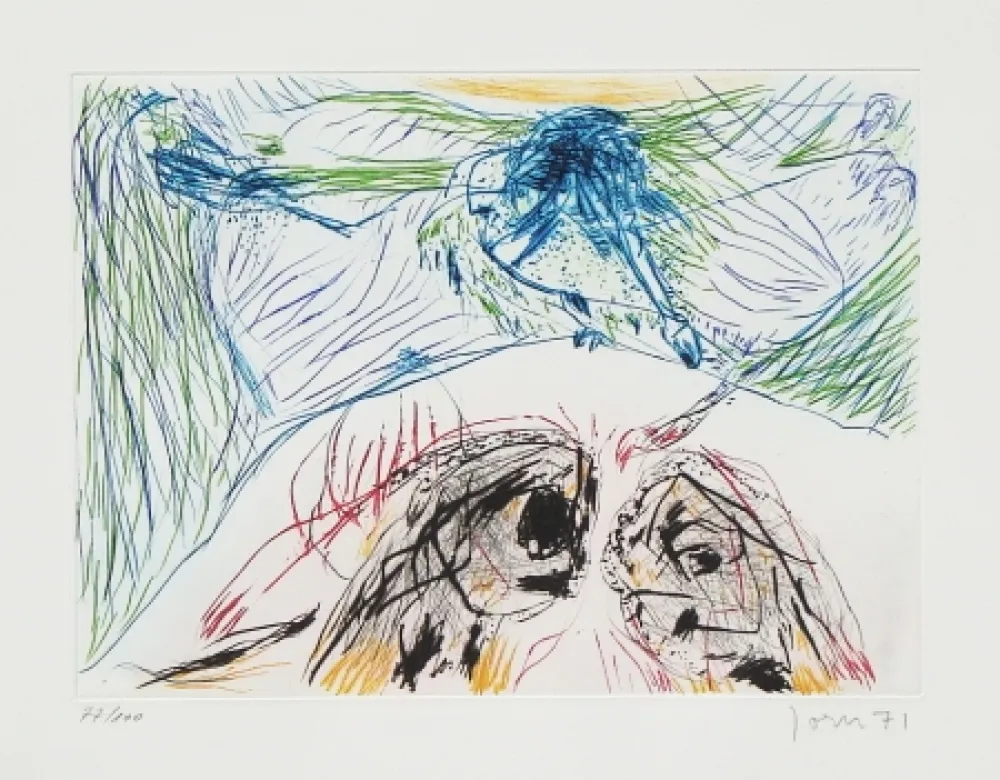 Ets En Aquatint Jorn - Hibou sortilège