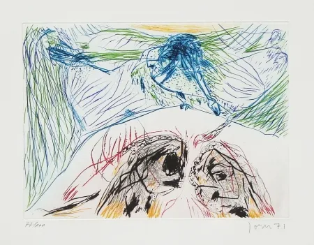 Ets En Aquatint Jorn - Hibou sortilège