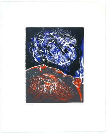 Houtsnede Jorn - Pierre qui roule