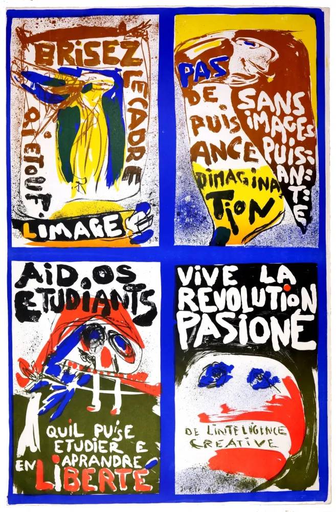 Lithografie Jorn - (Revolution plakat)