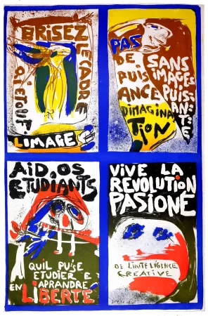Lithografie Jorn - (Revolution plakat)