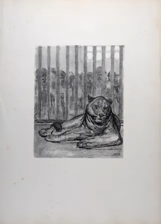 Lithografie Jouve - La Lionne