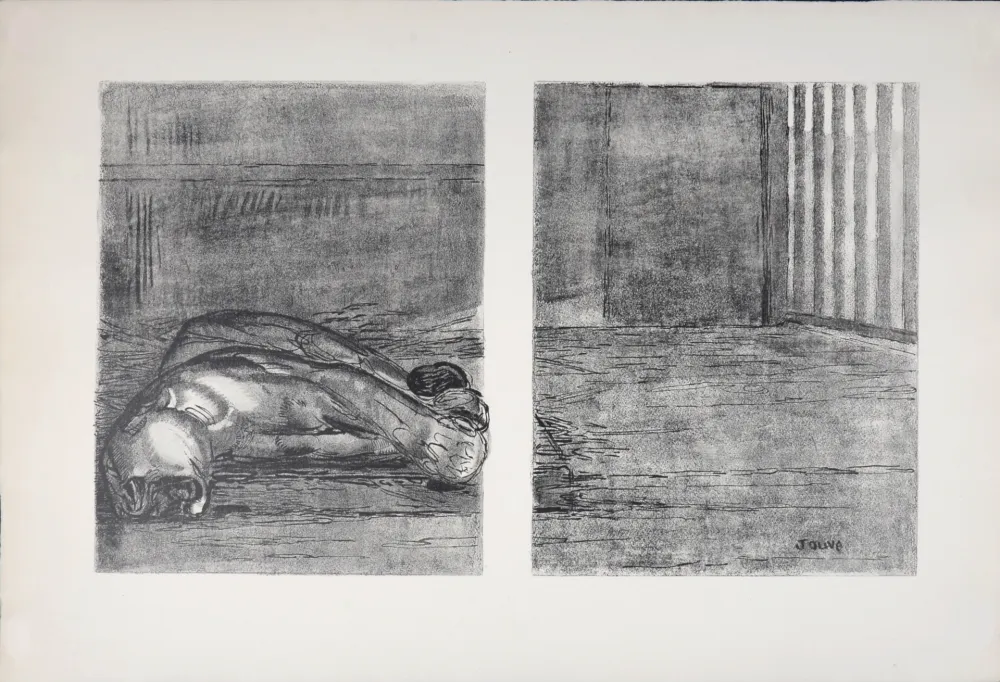 Lithografie Jouve - Panthère capturée, 1934.