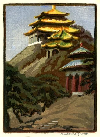 Houtsnede Jowett  - Coal Hill, Peking