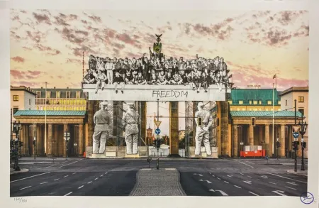 Lithografie Jr - Giants, Brandenburg Gate, September 27, 2018, 18h55, © Iris Hesse, Ullstein Bild, Roger-Viollet, Berlin, Germany, 2018