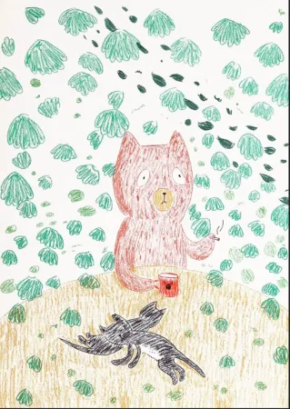 Lithografie Kaga - Kumacchi in green 1