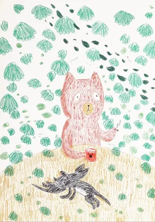 Lithografie Kaga - Kumacchi in green 1