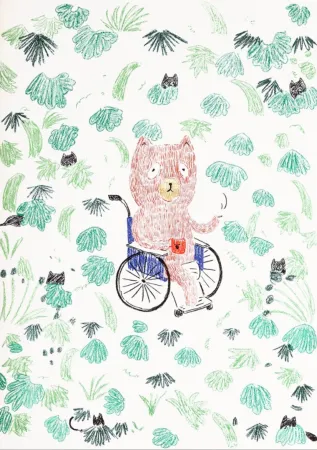 Lithografie Kaga - Kumacchi in green 2