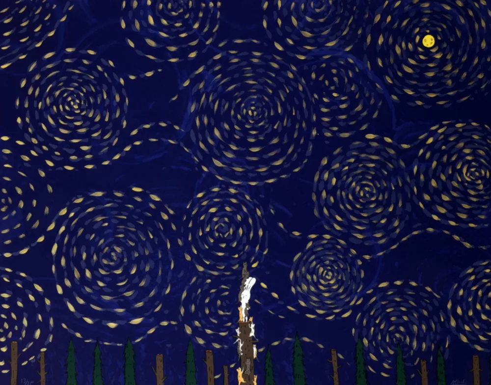 Lithografie Kaga - Usacchi - FULL MOON