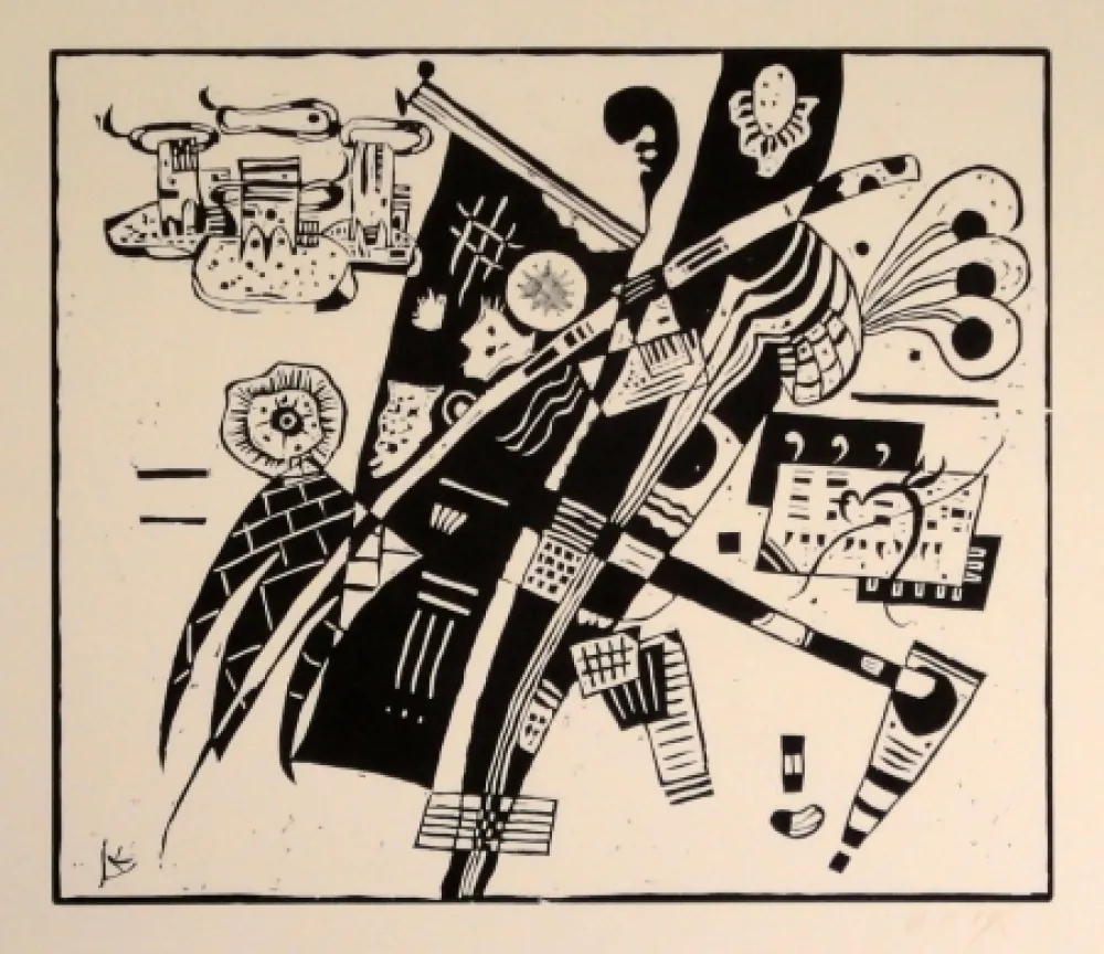 Houtsnede Kandinsky - (Holzschnitt um 1935)