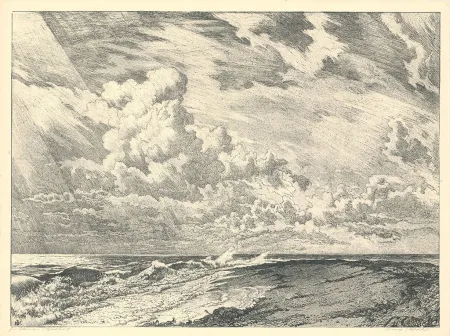 Lithografie Kätelhön - Die Düne (Heligoland)