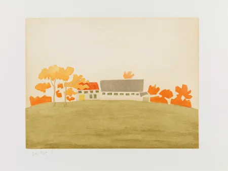 Aquatint Katz - House and Barn