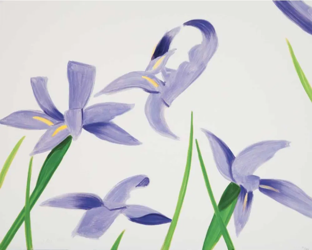 Geen Techniek Katz - Purple Irises on White