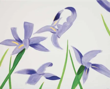 Geen Techniek Katz - Purple Irises on White