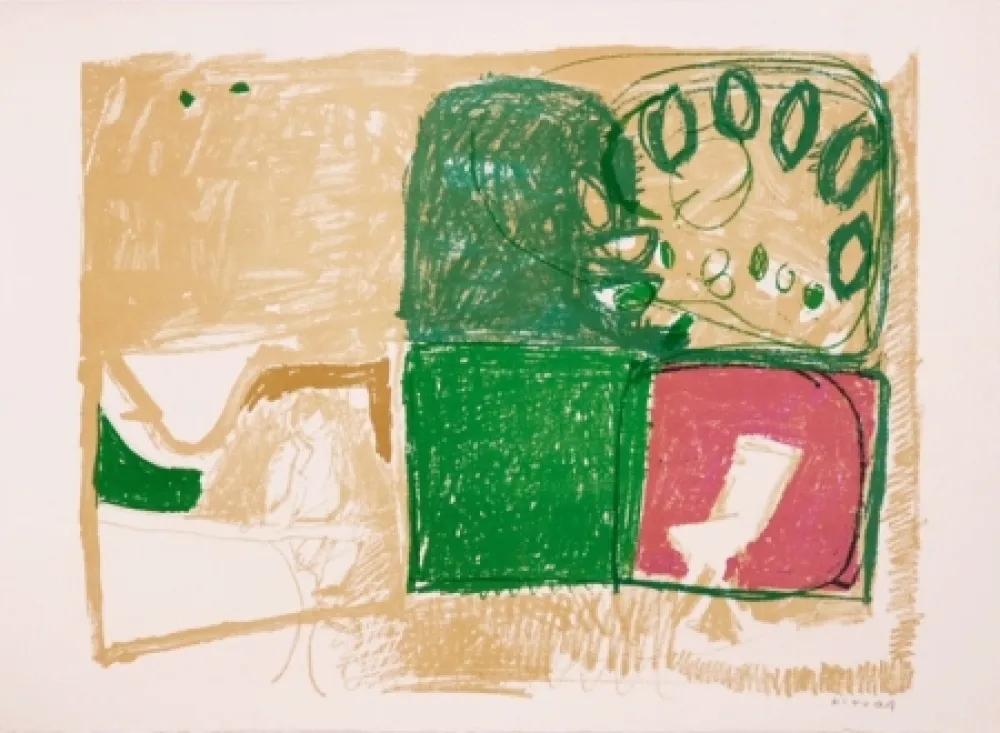 Lithografie Kimura - Paysage vert et violet